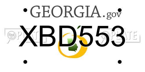 XBD553 Georgia License Plate