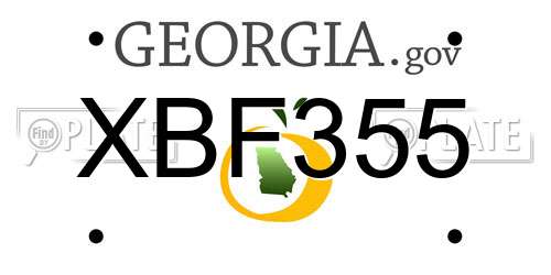 XBF355 Georgia License Plate