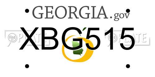 XBG515 Georgia License Plate