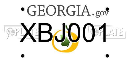XBJ001 Georgia License Plate