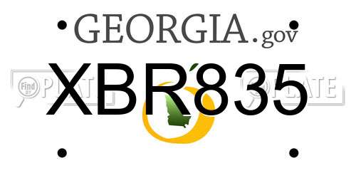 XBR835 Georgia License Plate