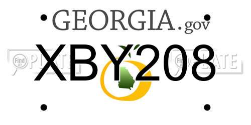 XBY208 Georgia License Plate