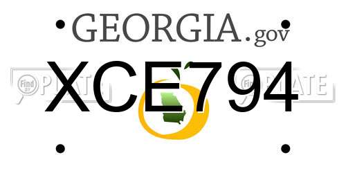 XCE794 Georgia License Plate