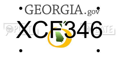 XCF346 Georgia License Plate