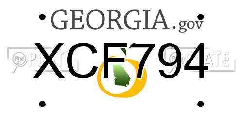 XCF794 Georgia License Plate