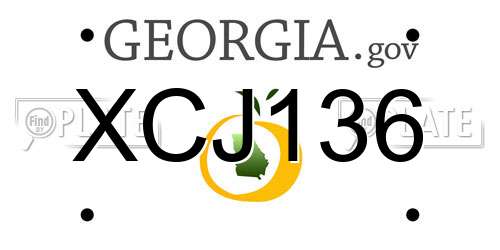 XCJ136 Georgia License Plate