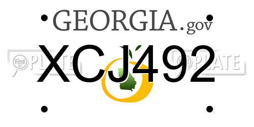 XCJ492 Georgia License Plate
