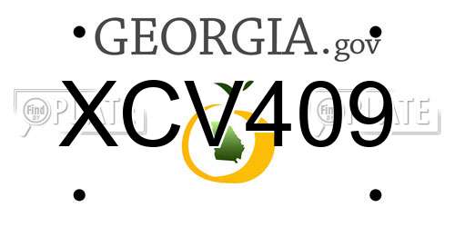 XCV409 Georgia License Plate
