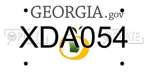 XDA054 Georgia License Plate
