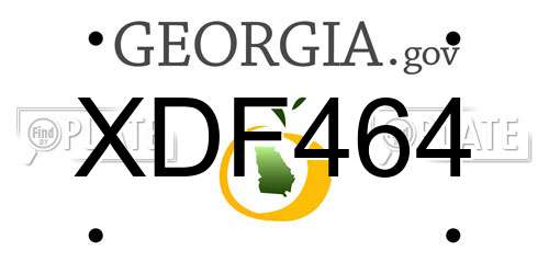 XDF464 Georgia License Plate