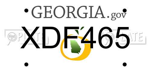 XDF465 Georgia License Plate