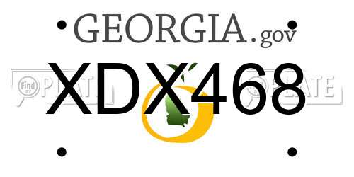 XDX468 Georgia License Plate