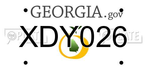XDY026 Georgia License Plate