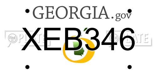 XEB346 Georgia License Plate
