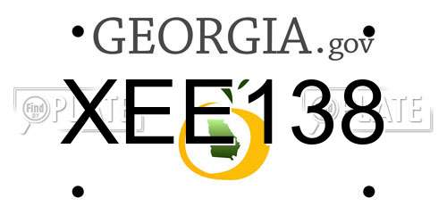 XEE138 Georgia License Plate