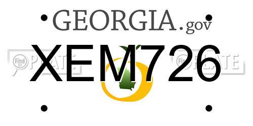XEM726 Georgia License Plate