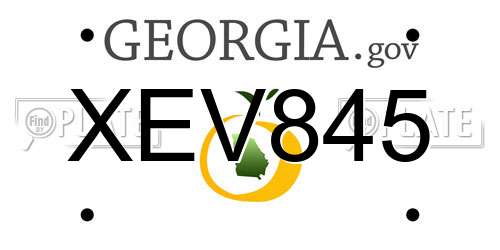 XEV845 Georgia License Plate