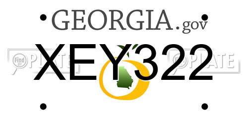 XEY322 Georgia License Plate