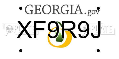 XF9R9J Georgia License Plate