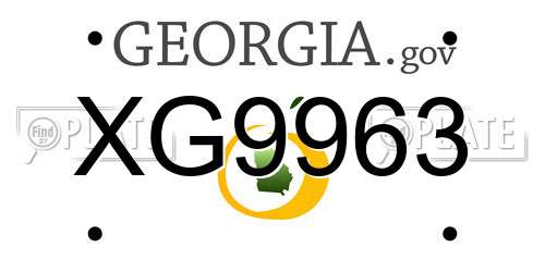 XG9963 Georgia License Plate