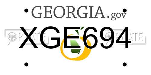 XGE694 Georgia License Plate