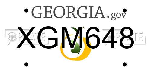 XGM648 Georgia License Plate