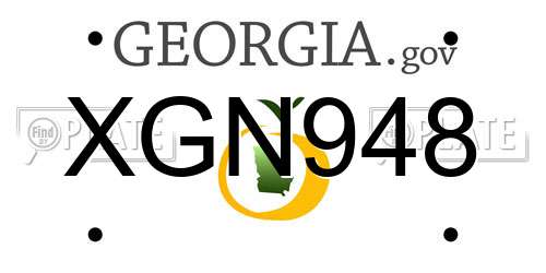 XGN948 Georgia License Plate
