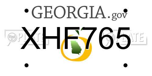 XHF765 Georgia License Plate
