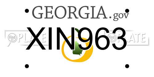 XIN963 Georgia License Plate