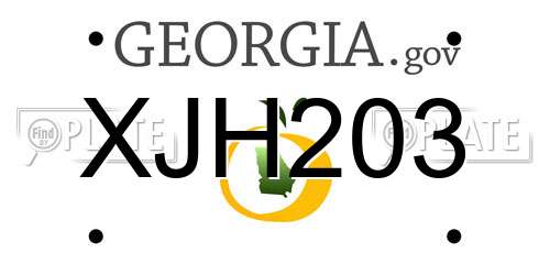 XJH203 Georgia License Plate