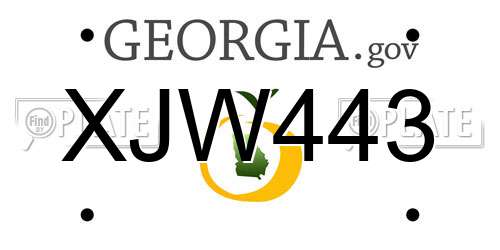 XJW443 Georgia License Plate