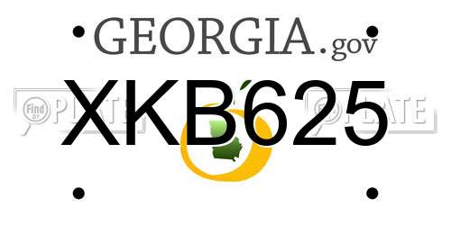 XKB625 Georgia License Plate