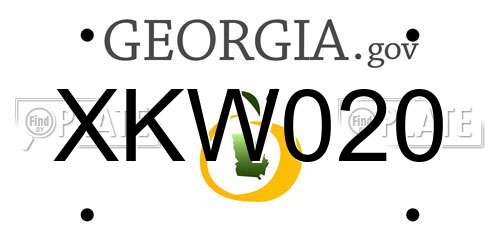 XKW020 Georgia License Plate