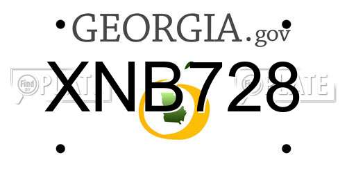 XNB728 Georgia License Plate