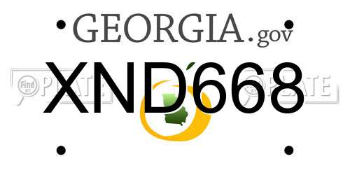 XND668 Georgia License Plate
