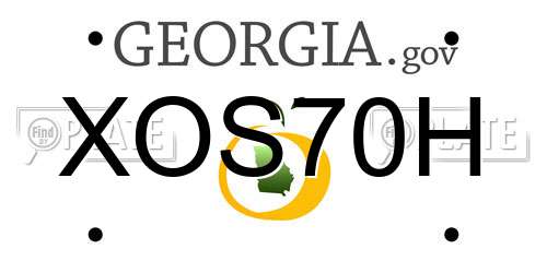 XOS70H Georgia License Plate