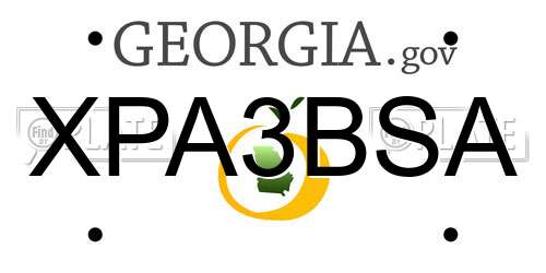 XPA3BSA Georgia License Plate