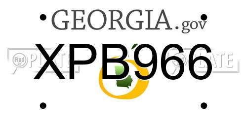 XPB966 Georgia License Plate