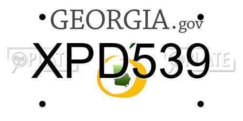 XPD539 Georgia License Plate