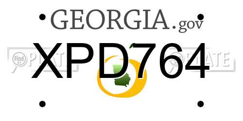 XPD764 Georgia License Plate