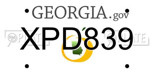 XPD839 Georgia License Plate