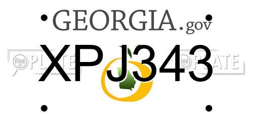 XPJ343 Georgia License Plate
