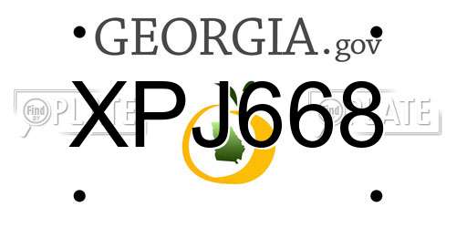 XPJ668 Georgia License Plate