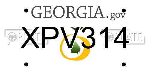 XPV314 Georgia License Plate