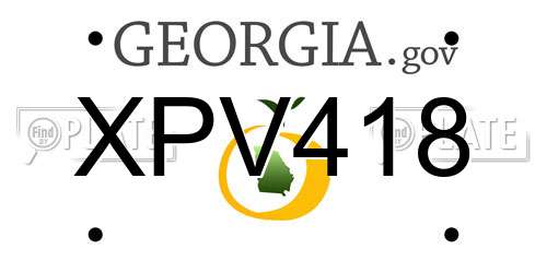 XPV418 Georgia License Plate