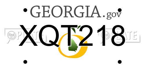 XQT218 Georgia License Plate