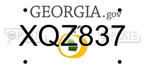 XQZ837 Georgia License Plate