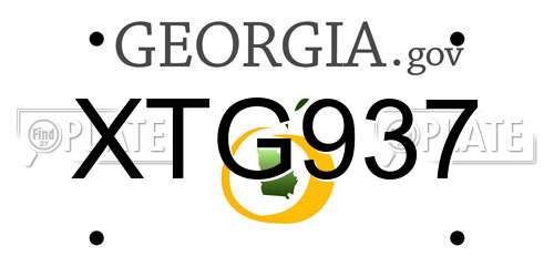 XTG937 Georgia License Plate