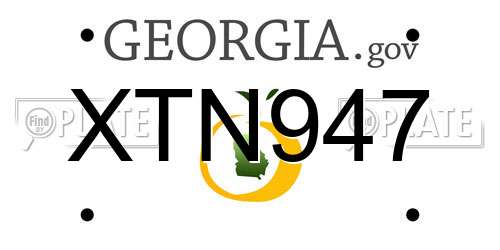 XTN947 Georgia License Plate