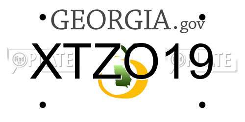 XTZO19 Georgia License Plate